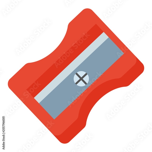 Sharpener in Red Color With Gray and White Details on Plain Background
