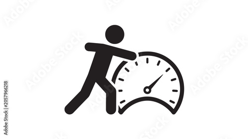 Canvas-taulu Person Pushing a Speedometer Icon Representing Time Management or Productivity F