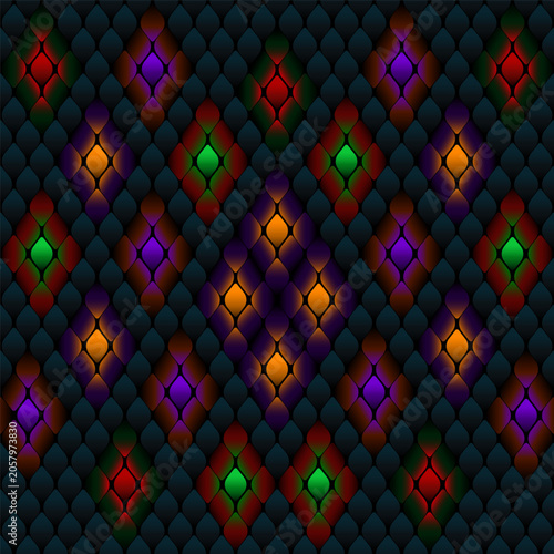 Futuristic Neon Cyber Diamond Seamless Vector Pattern