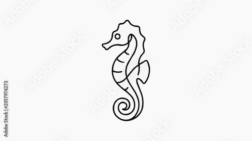 Seahorse Outline: A simple, elegant line drawing of a seahorse, capturing its distinctive shape and whimsical nature.