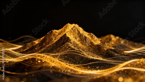 Golden sparkling mountain landscape