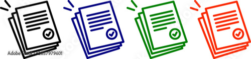Document or certificate icons with checkmark for approval or success vector art