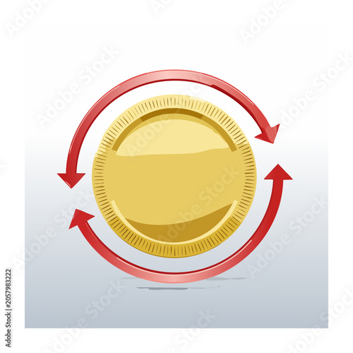 Red and yellow spiral with arrows