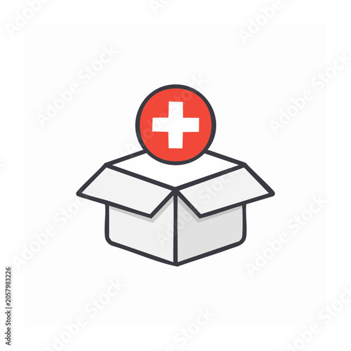 red medical cross icon on white background