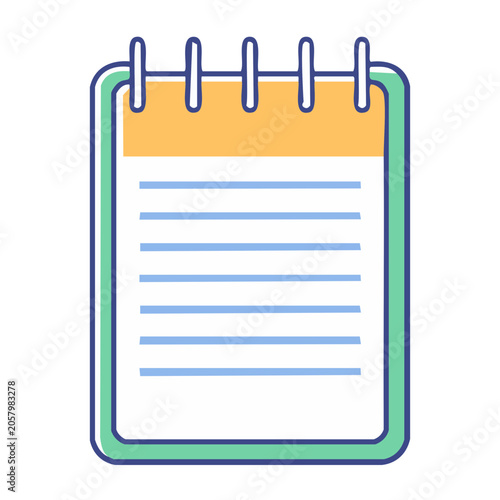 Flat design vector notebook with lined pages