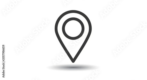 Photos Simple Black Outline Map Pin Icon on White Background.