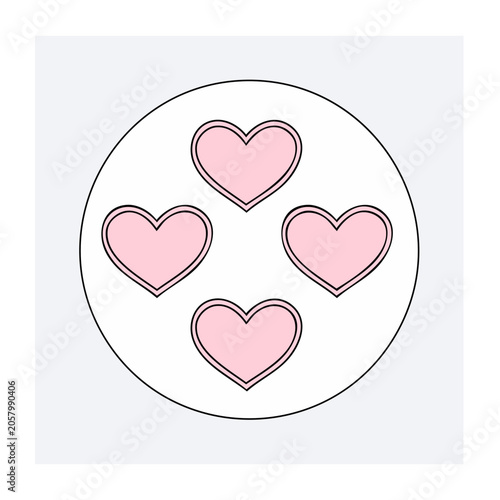 Four Pink Hearts in a Circle Outline
