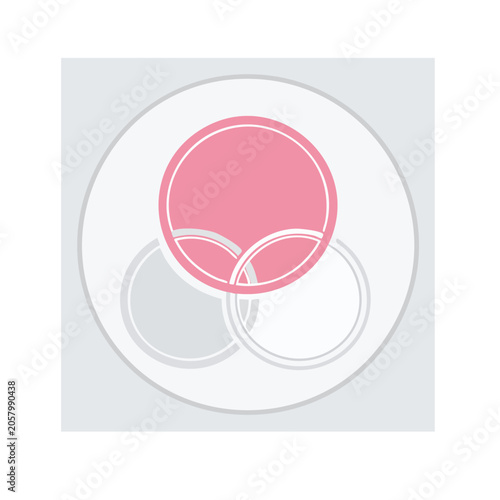 Pink and gray Venn diagram icon on transparent background
