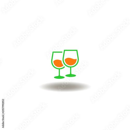 Vector illustration of wine glasses with alcoholic drink. Symbol of alcohol.