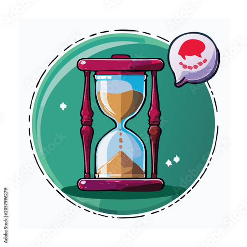 Flat design hourglass with speech bubble illustration