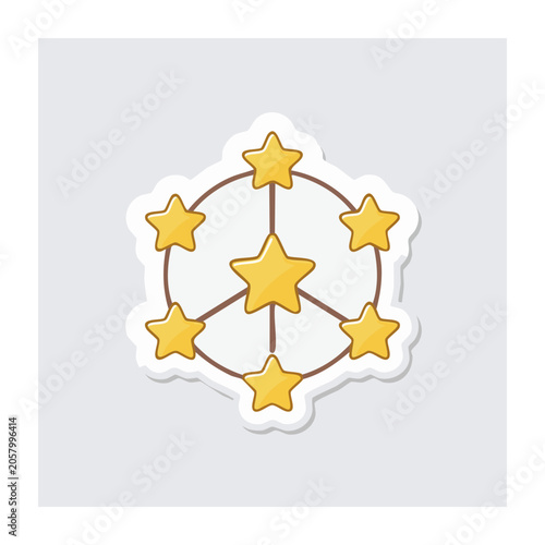 Yellow star cluster icon with circular connections