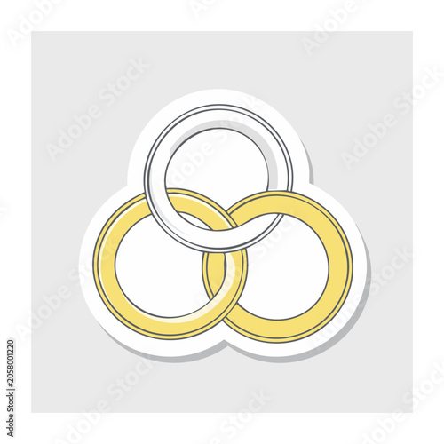 Interlocking Gold and Silver Rings Icon