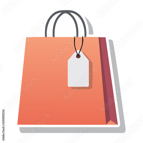 Orange shopping bag with tag icon on transparent background