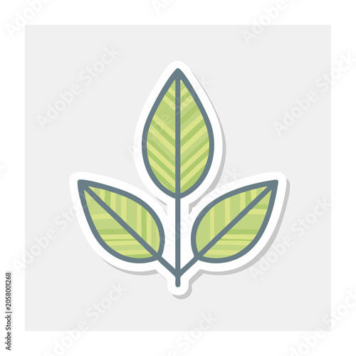 Three Green Leaves with Stem Icon