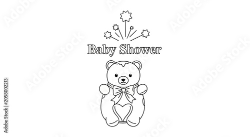 Baby shower teddy bear icon.