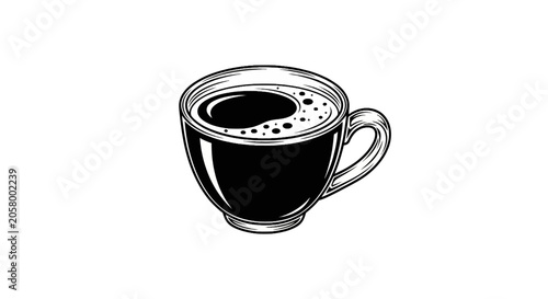Black coffee cup with handle.