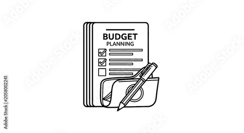 Budget planning documents with pen.