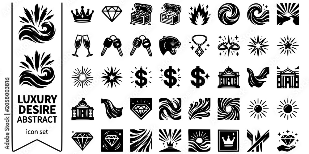 Fototapeta premium Luxury Desire Abstract Black White-Opulence Burst Material Wave Energy-Premium Vector-Desire Icon Abstract-Luxury Design Set
