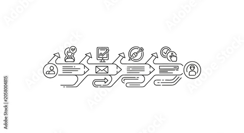 Flowchart with business process icons.