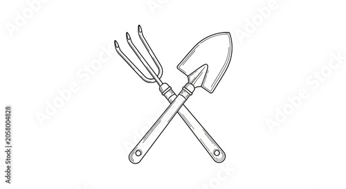 Gardening tools crossed over each other.