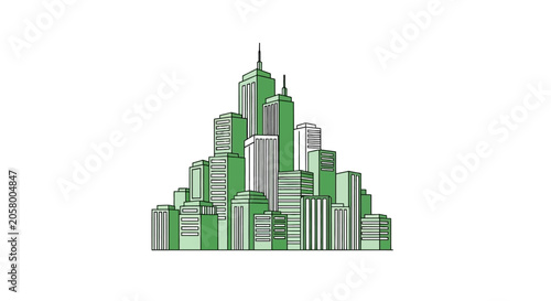 Green City Skyline Urban Landscape Towers.