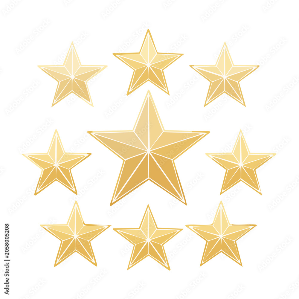 Obraz premium Nine Golden Stars in Symmetrical Arrangement