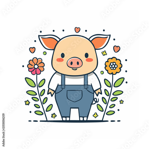 Cute cartoon chef holding heart and vegetables