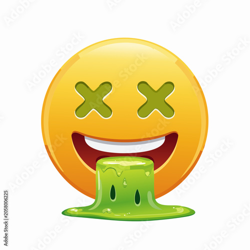 Emoji Vomiting Green Slime with X Eyes