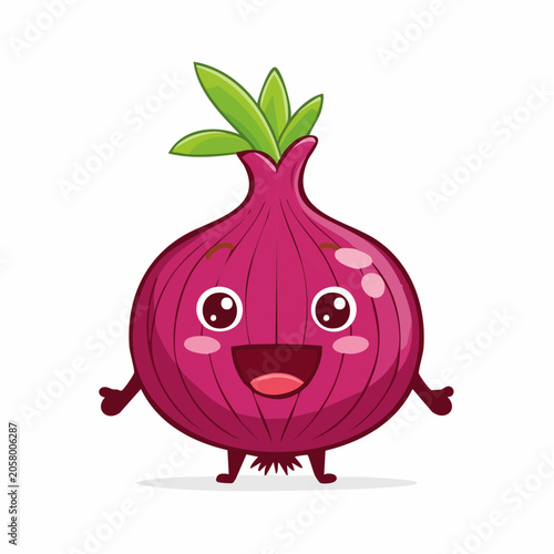 Happy Cartoon Red Onion Character