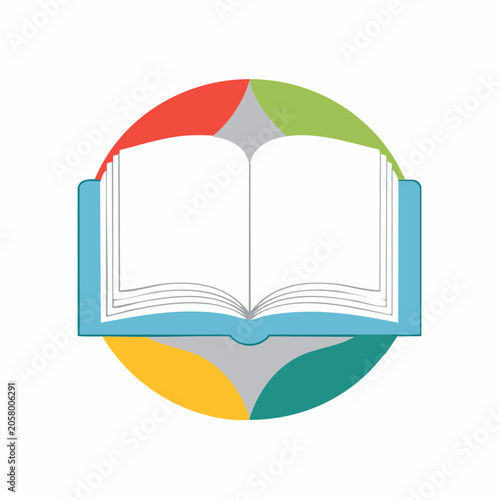 Open Book Icon with Colorful Petals