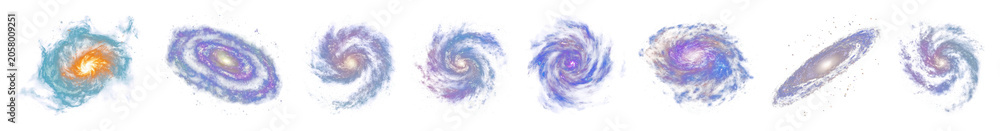 Fototapeta premium PNG Colorful spiral galaxy illustrations, transparent background