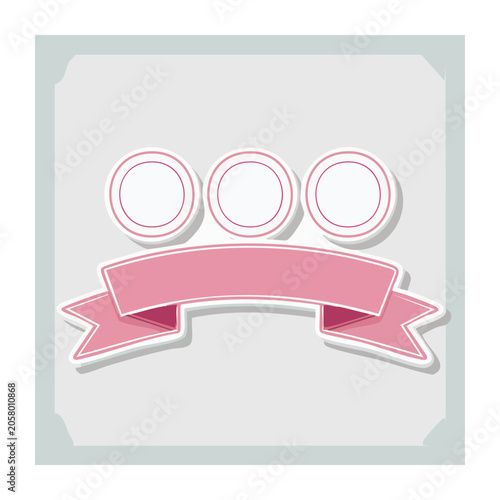 Pink ribbon with three circles flat design illustration
