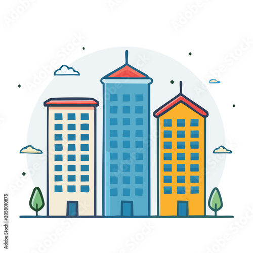 Flat design skyscrapers cityscape vector