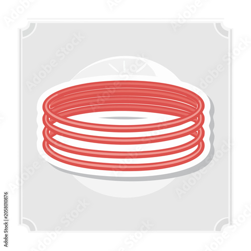 Stack of Red Rubber Bands Illustration