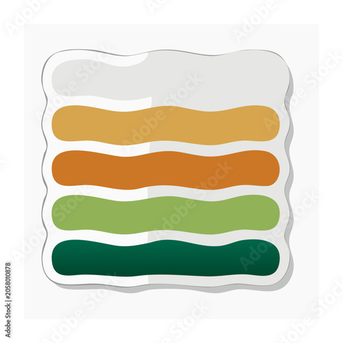 Stacked wavy colorful bars on white background