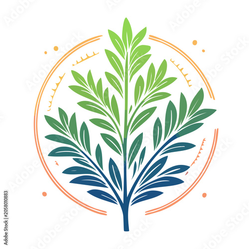 Flat design tropical palm tree in circular frame