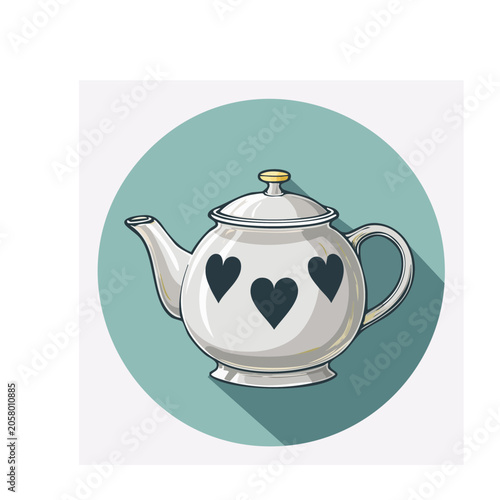 Teapot with Heart Pattern Illustration