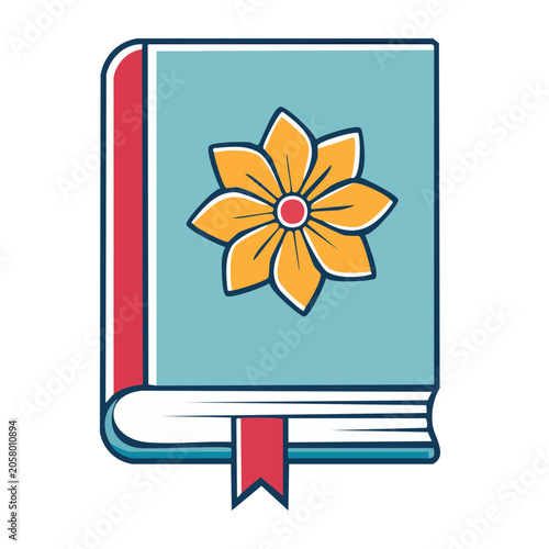 Flat design yellow sunflower sticker icon