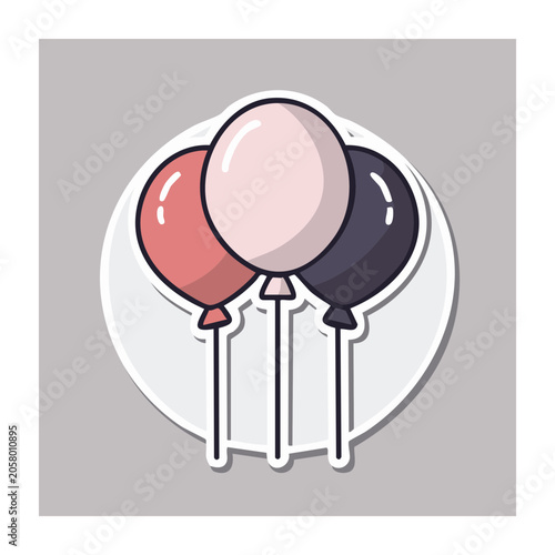 Three colorful balloons in flat design style