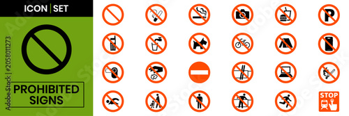 Konstfotografi Prohibited Signs and Restriction Red Icon Set