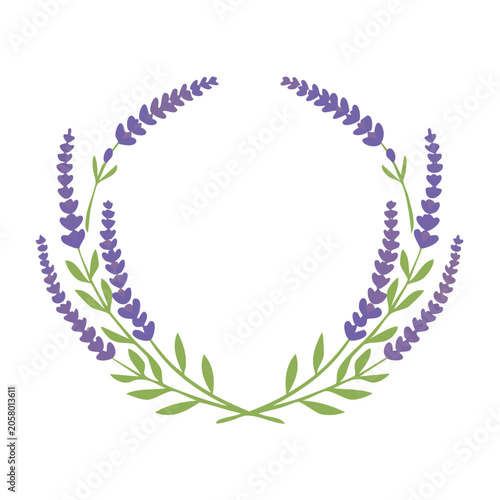 Lavender wreath illustration on white background