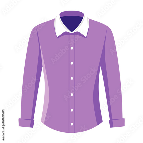Purple dress shirt with white collar and cuffs illustration