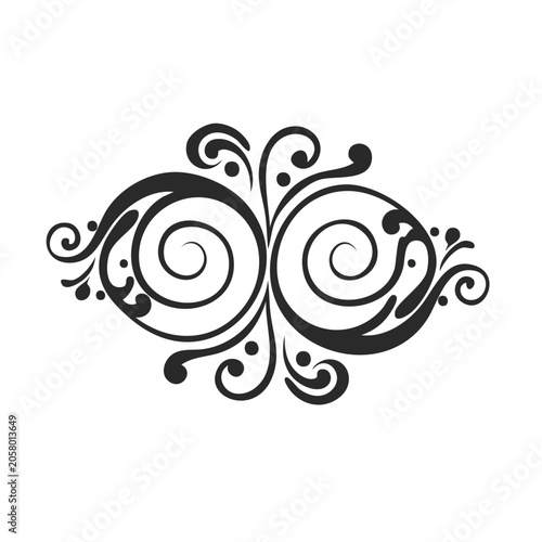 Symmetrical ornamental scrollwork with swirls and spirals