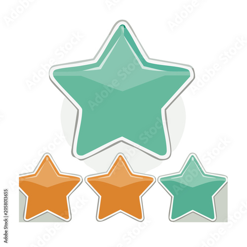 Teal and orange star icons on transparent background