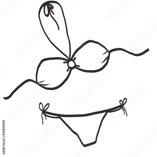 bikini icon hand drawn doodle illustration 