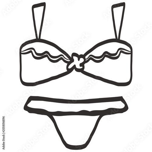 bikini icon hand drawn doodle illustration 