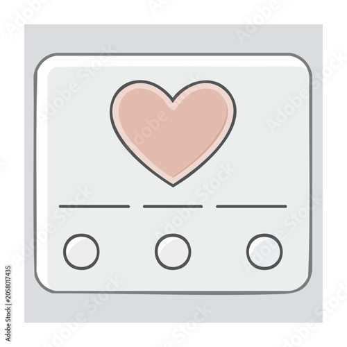 Pink heart icon on gray button interface