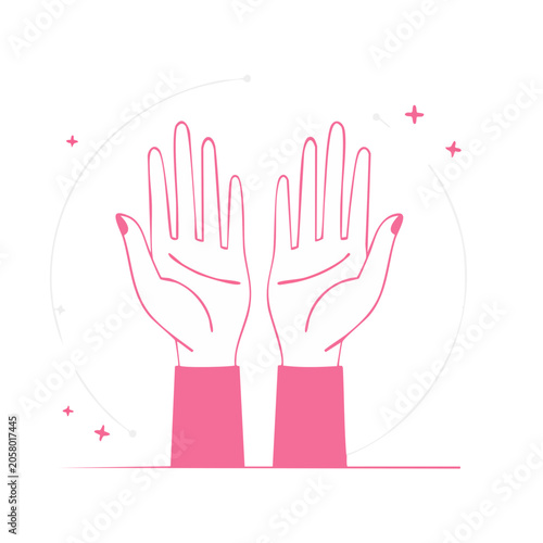 Two hands in stop gesture, flat design illustration