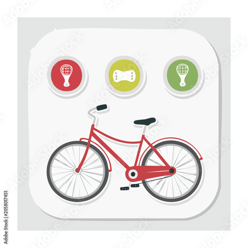 Red bicycle with sports icons illustration