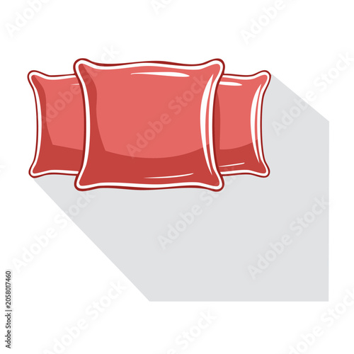 Three Red Pillows in Flat Design Style